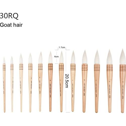 Goat hair wool paintbrush natural handle artistic tools watercolor art supplies stationery for Gouache abstract painting No.30RQ