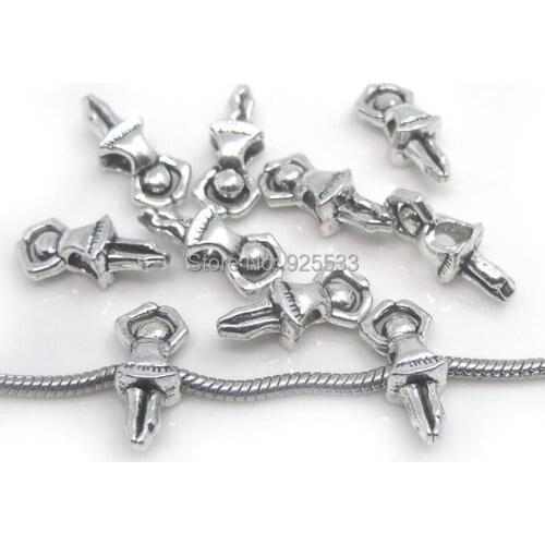 Free shipping 50pcs/lot 23x10.5mm silver plated alloy girl beads big hole charms fit European DIY bracelet jewelry DIY