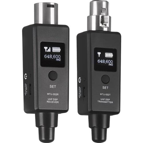 UHF Microphone Wireless Transmitter Receiver System XLR Connection Built-in Rechargeable Battery for Dynamic Microphone