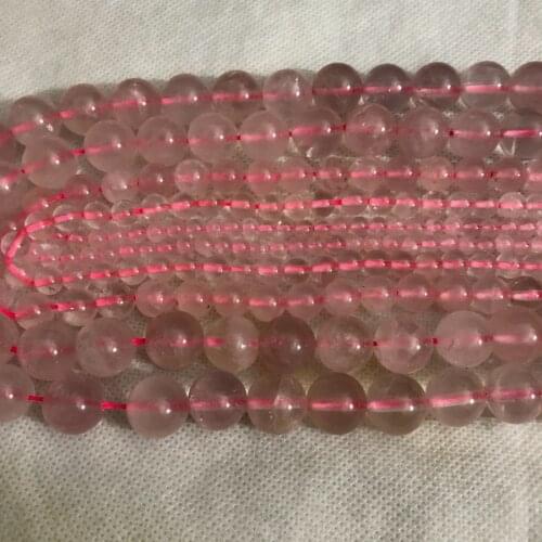 Natural Genuine Rose Pink Quartz Beads,4mm 6mm 8mm 10mm 12mm 14mm 16mm Round Loose Beads For Jewelry DIY 15.5"