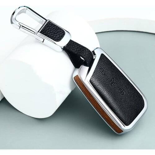Alloy Leather Car Key Cover For VW Volkswagen Magotan Passat B8 Skoda Superb Kodiaq A7 Smart Keychain Remote Fob Protector Case