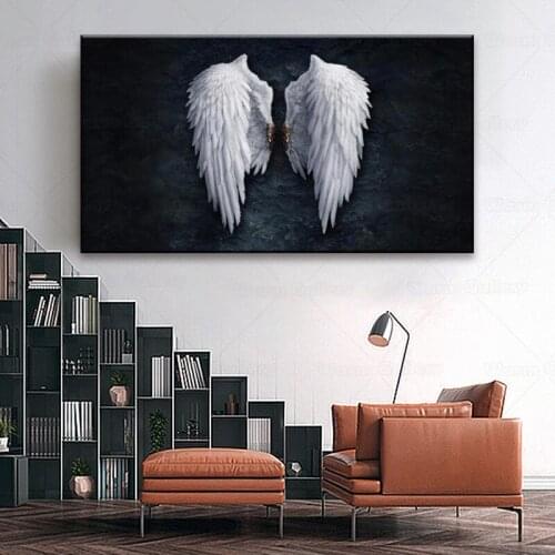 Black and White Angel wings Canvas Paintings on the Wall Art Posters and Prints Wings Abstract Wall Pictures Home Decoration