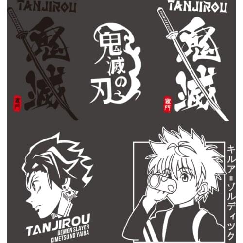 Black and white pattern Popular Japanese anime movie Demon Slayer DIY clothing heat transfer washable stickers for shirts