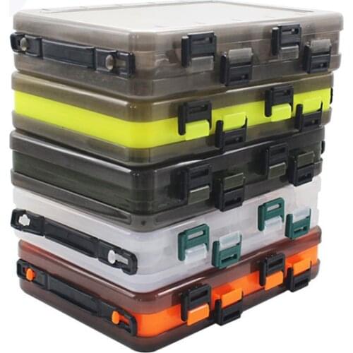 Doublex Sided 14 Compartments Fishing Tackle Box Bait Lure Hook Storage Box Plastic Storage Case Fishing Tackles Organizer Box