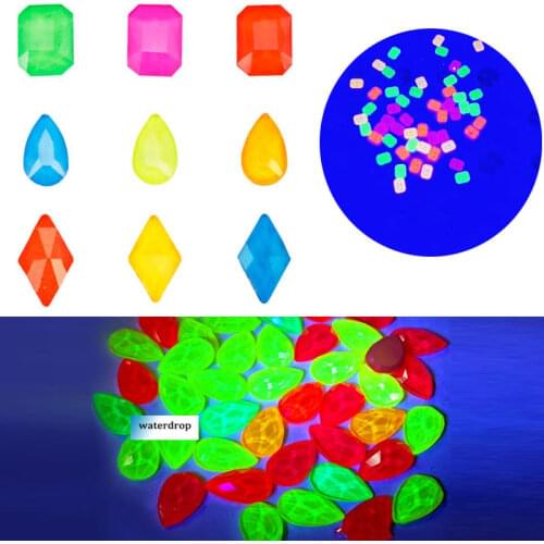 100pcs/Bag Fluorescent Nail Art Rhinestone Fluorescence Flat-back Crystal Strass Rhinestone Nail Tips Luminous Stone Accessories