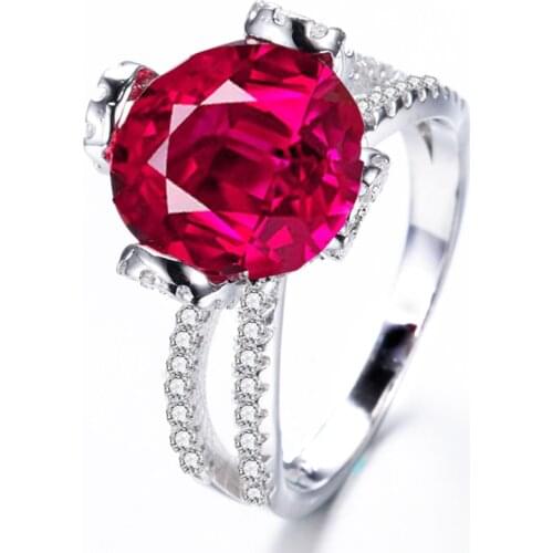 YaYI Fine Jewelry 12*12mm Natural Red Garnet Gemstones Zircon Stamped Silver Color Engagement Wedding Heart Party Precious Rings