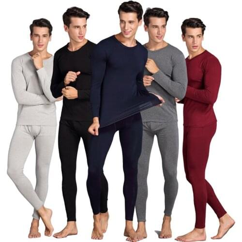 Hot Sale Men and Women Autumn Winter Thermal Underwear Sets Male Long Johns Sets Lovers Solid Round Collar Undershirts