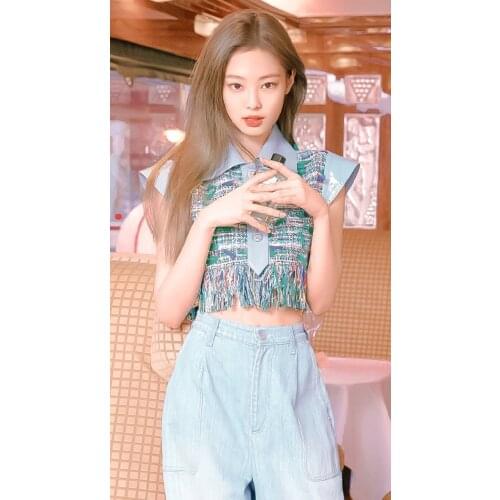 Kpop Seo Yea Ji IU Lee Ji Eun new fringed tweed T shirt women streetwear kawaii tee shirt korean Harajuku short sleeve tshirt