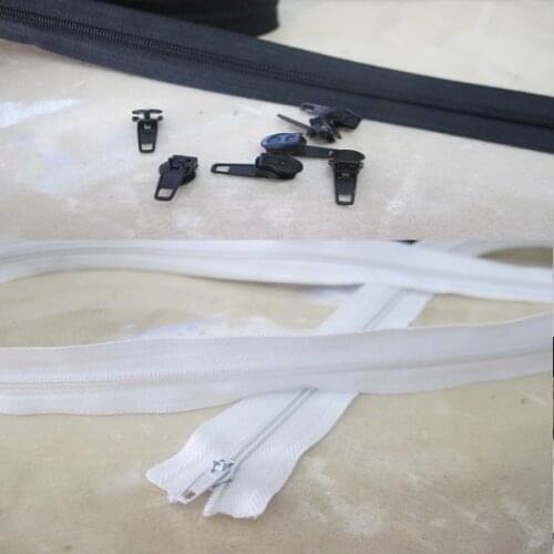 Any cutting 3# nylon zipper for sewing sleeping bag / mosquito net /quilt cover zippers home textile black and white 6 meter