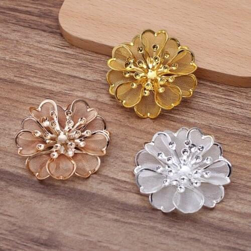 10 Pieces/Lot 40mm Metal Net Flower Hair Accessories Tiaras Making DIY Jewelry Settings