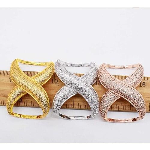 2pcs 30x42mm golden plated Cz micro 8 Shape connector/pendant DIY Jewelry Findings