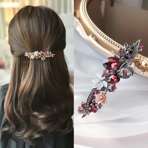 Molan crystal flower spring top clip word clip elegant female fashion hairpin hair accessories