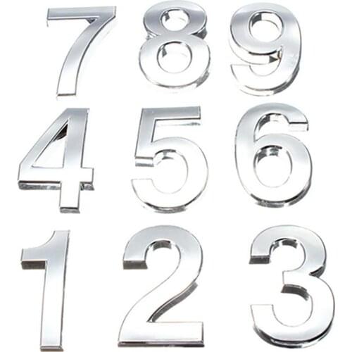 1PC 5cm 0-9 Plated Home Decor Door Doorplate Sticker Plate Sign Silver Modern House Number Plaque Home Decoration Accessories