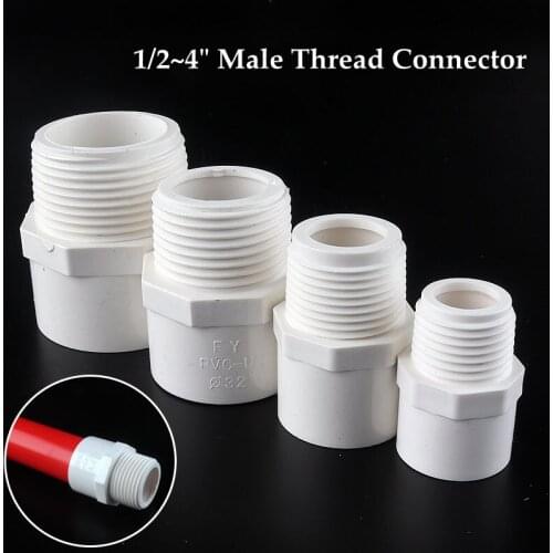 20-50mm ~1/2"-1.5" Male Thread PVC Quick Equal Straight Connector Water Pipe Joint Aquarium Parts Garden Irrigation Adapter