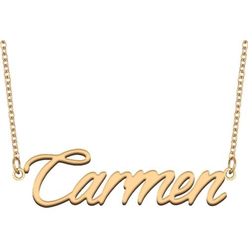 Carmen Name Necklace for Women Stainless Steel Jewelry 18k Gold Plated Nameplate Pendant Femme Mother Girlfriend Gift