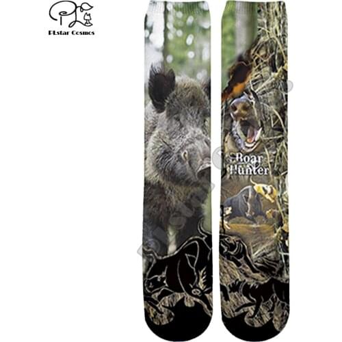 PLstar Cosmos Hunting Deer Moose Bear Pheasant Duck Boar Cotton Socks Colorful Fashion Brand Warm Animal Stocking Hunter Socks-2