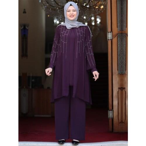 Plus Size Tunic Pants Muslim Suit Dubai Abaya Islamic Women Clothing New Season Made In Turkey High Quality
