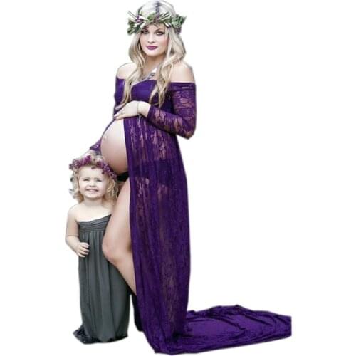 Sexy Maternity Photography Props Maternity Dresses Lace Women Pregnancy Dress For Photo Shooting Long Sleeve Maternity Gown