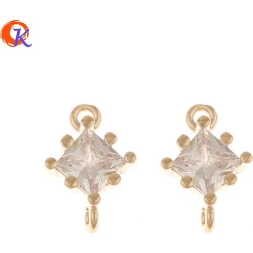 Cordial Design 100Pcs 7*11MM Jewelry Accessories/CZ Connectors For Earrings/Sqaure Shape/DIY Making/Hand Made/Earring Findings