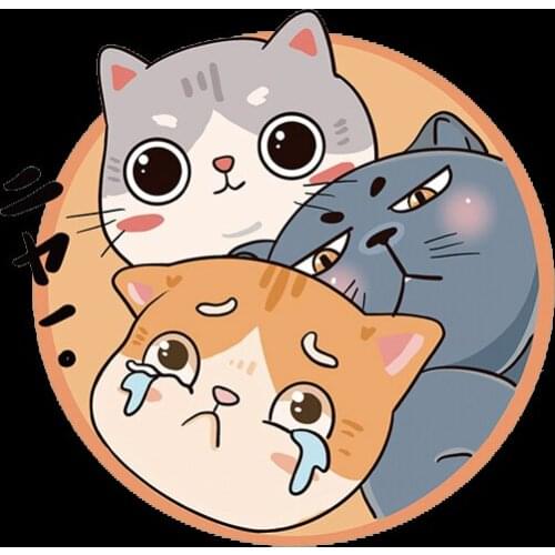 Kawaii Animal Three kittensPatch Iron on Transfer Cartoon Cry Cat Friend Patches for Clothing DIY T-shirt Applique Heat Transfer
