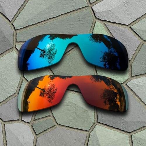 Sky Blue&Red Orange Sunglasses Polarized Replacement Lenses for Oakley Antix