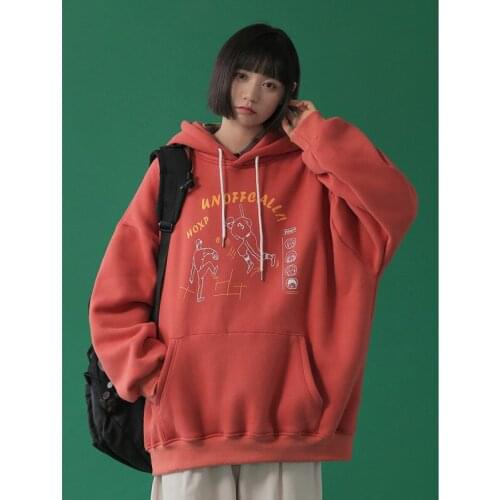 Hooded Sweatshirt Plush Thicker Womens 2020 Autumn And Winter New Loose Korean Hooded Pullover Simple En