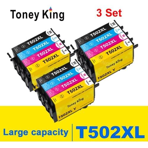 Toney king Compatible For Epson T502XL T502 Ink Cartridge Suit for Expression Home XP-5100/XP-5105 WF-2860DWF/WF-2865 DWF