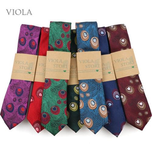 Vintage Peacock Feather Jacquard 6cm Polyester Necktie Male Suit Tuxedo Party Banquet Narrow Tie Gift For Men Shirt Accessories