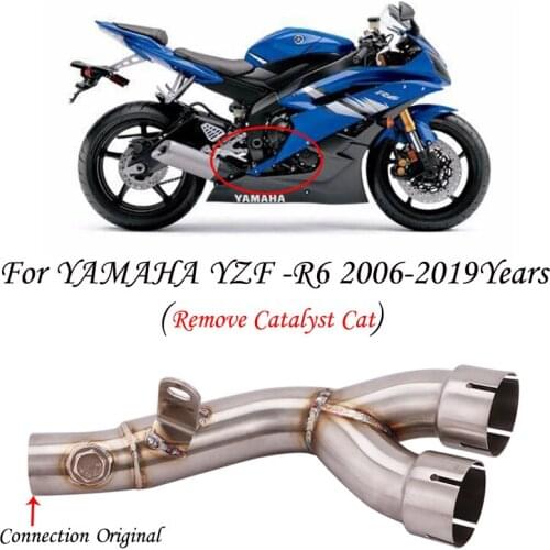 Motorcycle Exhaust Mid Pipe for Yamaha YZF-R6 YZFR6 YZF R6 2006-2019 2014 2015 2016 2017 2018 2019 Stainless Steel Link Pipe