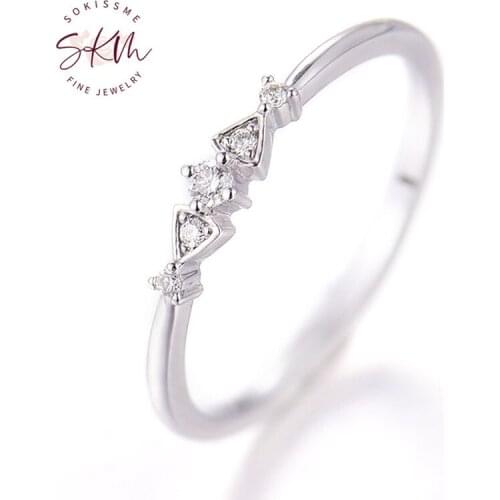 SKM 14k 18k white gold for women diamond rings trendy Engagement rings designer Promise Luxury Fine Jewelry