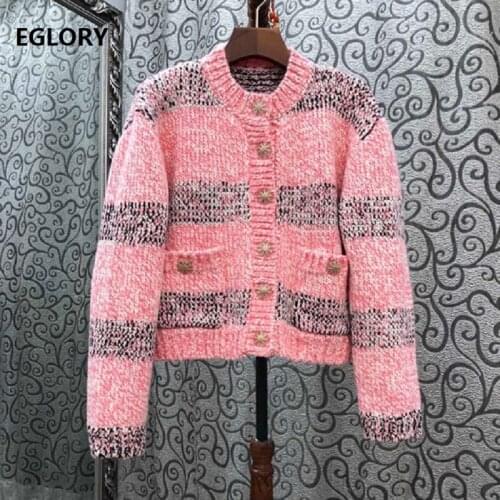 High Quality Wool Sweaters 2020 Autumn Winter Cardigans Women Striped Patterns Knitting Long Sleeve Casual Cardigan Coats Jacket