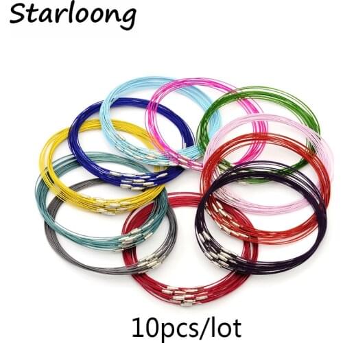 10pcs/lot 46cm multicolor mixed silver Stainless Steel 18" screw choker Necklace Wire Cord For DIY necklaces