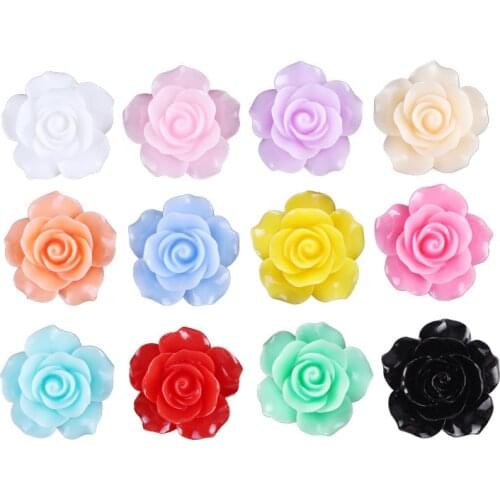 100Pcs Multi-Layered Flower Shaped Rhinestones For Nail 6mm Rose Resin Gems Flatback Beads Jewelry Manicure DIY Nail Charms