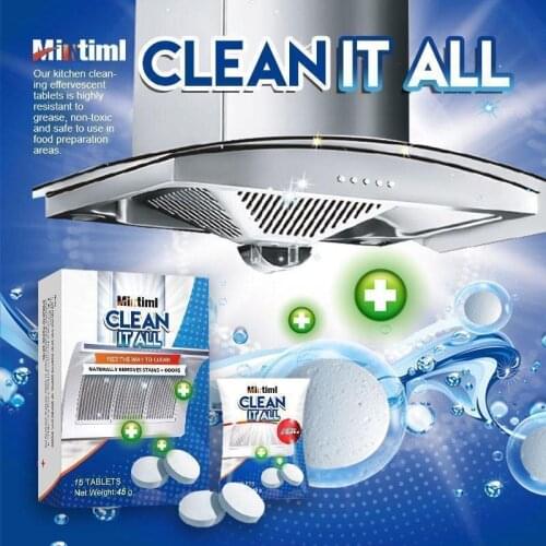 15pcs Mintiml Clean It All Effervescent Tablet Kitchen Heavy Grease Cleaner Range Hood Stove Oven Grease Stain Foam Detergent