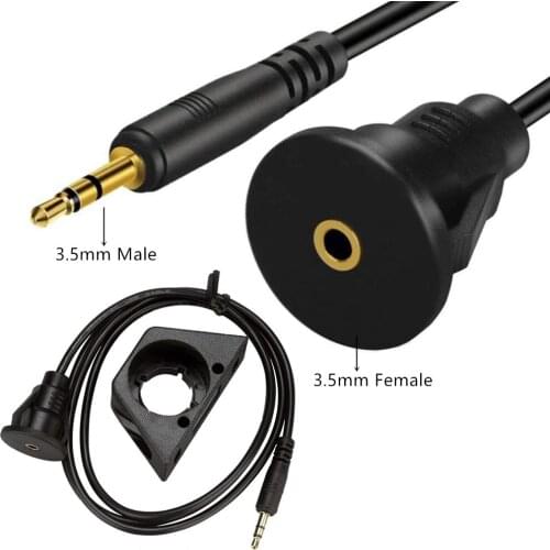3.5mm Male to Female Car Truck Dashboard Waterproof Flush Mount 3.5mm 1/8" AUX Audio Jack Extension Cable