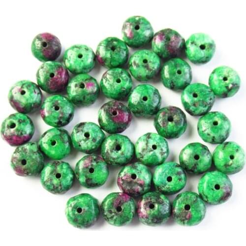 36pcs 8x5mm Faceted Rubys in Fuchsite Rondelle Pendant Loose Bead G37941 For Jewelry Making DIY