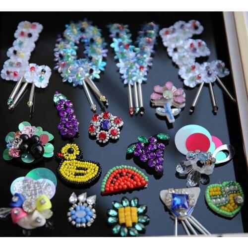 3D Handmade Rhinestone beaded Patch DIY embroidery applique flower Patches for clothing bags Sewing decorative collar parches