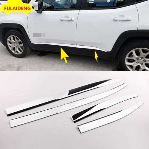 4pcs For Jeep Renegade 2015-2020 ABS Chrome Side Door Body Molding Protector Cover Trim Car Styling Accessories