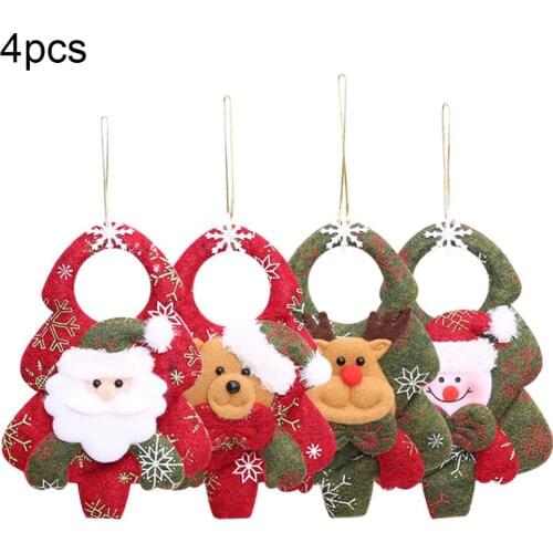 4pcs Santa Claus Elk Snowman Bear Dolls Pendants Xmas Tree Hanging Decor For Festival New Year Home Birthday Christmas Gift For