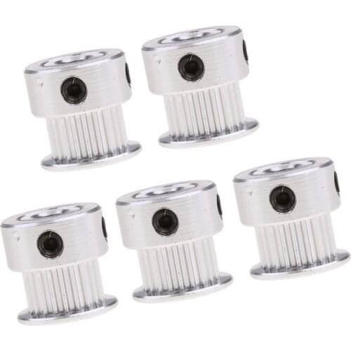 5pcs/set Timing Pulley 20 Tooth/Teeth, Printer Wheel Bore 5mm - Aluminium Gear for 3D Printers Parts