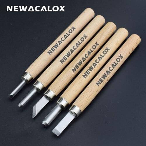 NEWACALOX 5pcs Woodcut Knife Scorper Hand Cutter Wood Carving Tools Woodworking Chisel Graver Burin for Arts Craft DIY Engraving