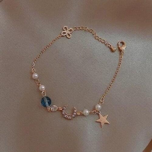 Classic Star Moon Bracelet For Women Korean Students Best Friend Dream Colorful Stone Bracelet Fashion Bracelet Female Jewelry