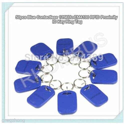 50 pcs EM 4100/4102 Keychains 125Khz RFID Proximity ID Card Token Tags Key Fobs