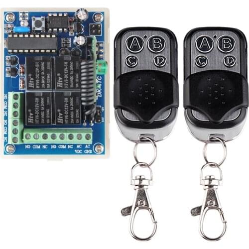 DC 12V 24V 4 CH Wireless Remote Control Light Switch System Metal Push Transmitter 10A Relay Receiver In 433.92Mhz