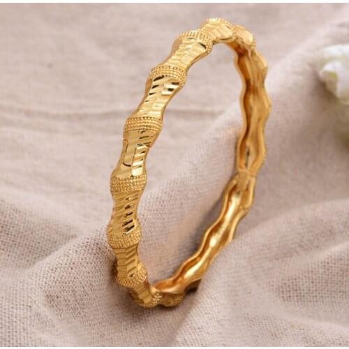 Dubai 1Pcs/lot Gold Color Bracelet&Bangles for Women Girl Islam Muslim Arab Middle Eastern Wedding Copper Jewelry Bresslate