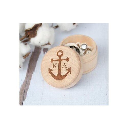 Personalised anchor Engraved Wood nautical Wedding Couples Ring keepsake bearer Boxes engagement party favors Gift for Couples