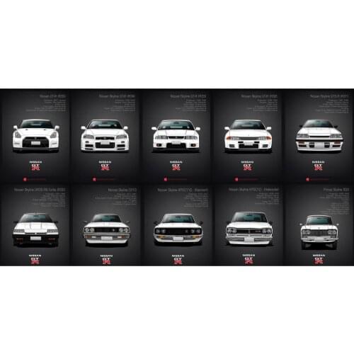 The history of Nissan Skyline GTR Wall Art Poster Canvas Prints Cloth Painting for Room Decoration