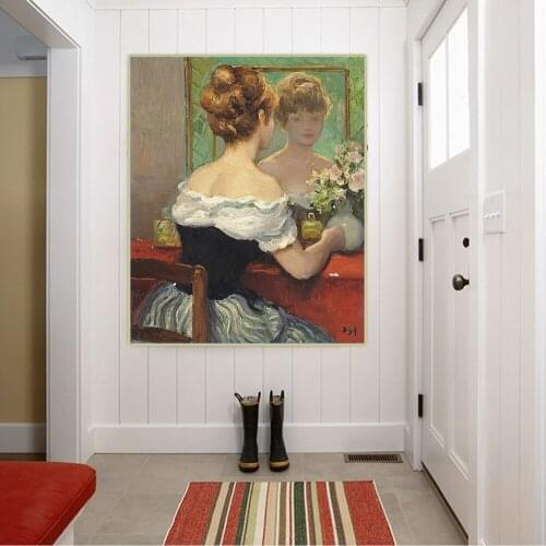 Citon Marcel Dyf Fashion sexy Young lady portrait Canvas Art Oil Painting Artwork Poster Picture Wall Decor Home Decoration