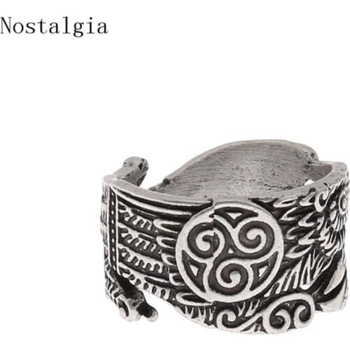 Viking Ravens Rings odin Symber Triskele Ring Scandinavian Norse Odin Crow Ring Charm Retro Rings Knot Anel Bague Men Jewelry
