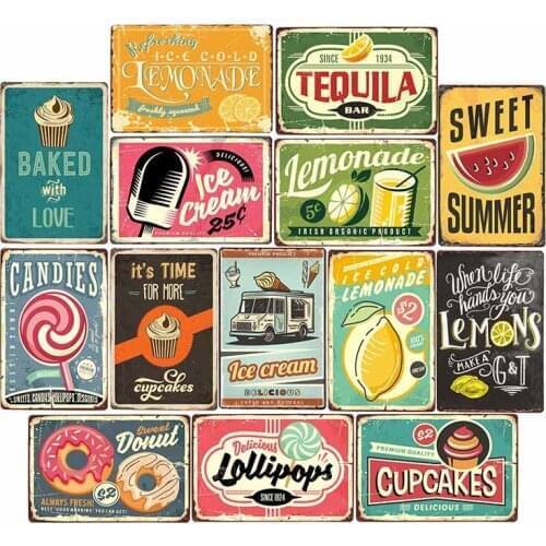 Lemonade Drink Candies Vintage Tin Signs Cafe Bar Pub Retro Wall Decor Metal Poster 20x30cm